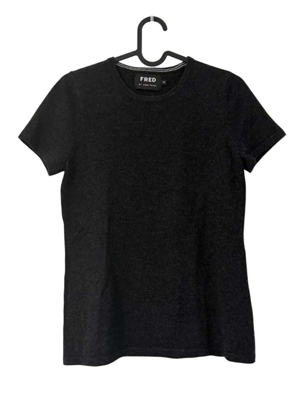 Fred Segal Charcoal Gray 100% Cashmere Short Sleeve Sweater Top Womens XSmall